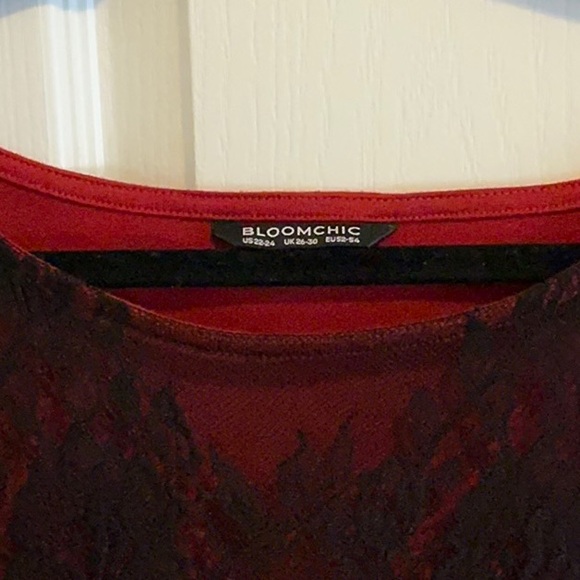 BloomChic Red and Black Lace Blouse - Picture 2 of 4